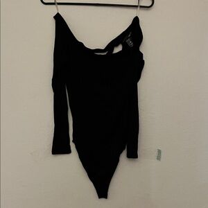 Aqua Black One-Shoulder Bodysuit
